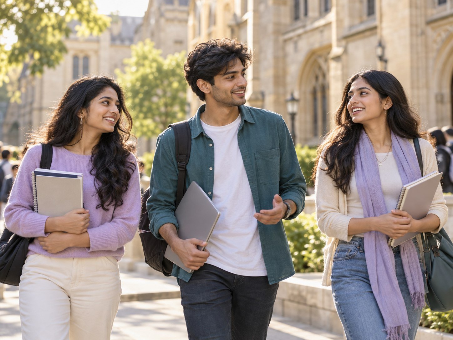 Students walking together on a university campus