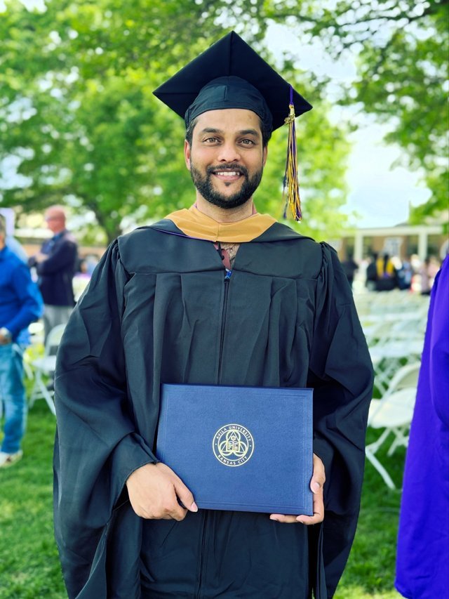 Hrushikesh Kasula in graduation attire